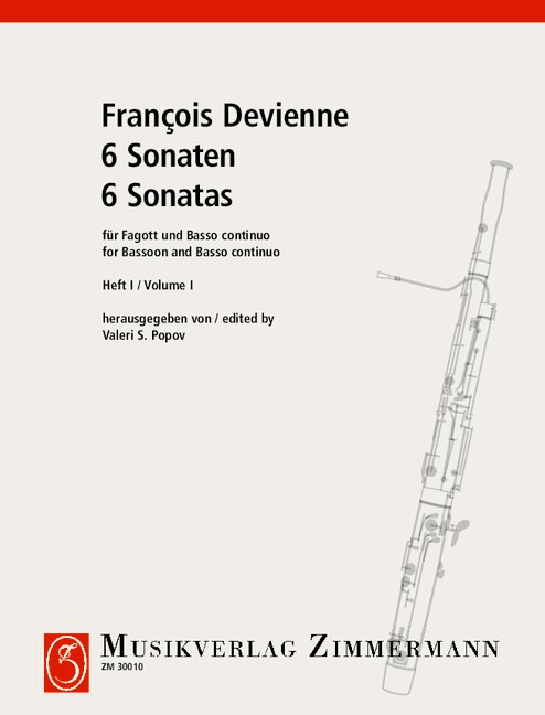 6 Sonatas Book 1, for bassoon and basso continuo, Score and parts