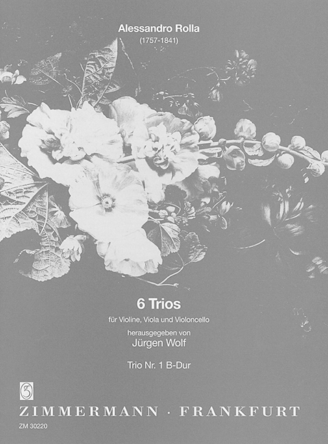 Six Trios, Trio No. 1 B major, for violin, viola and cello, Score and parts
