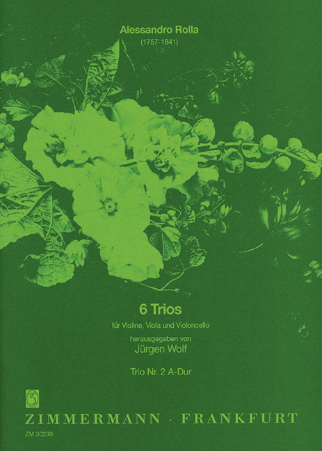 Six Trios, Trio No. 2 A major, for violin, viola and cello, Score and parts