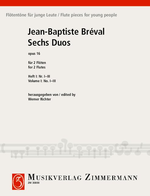 Six Duets op. 16 Issue 1, Duos 1-3 G-Dur, F-Dur, C-Dur, for 2 flutes