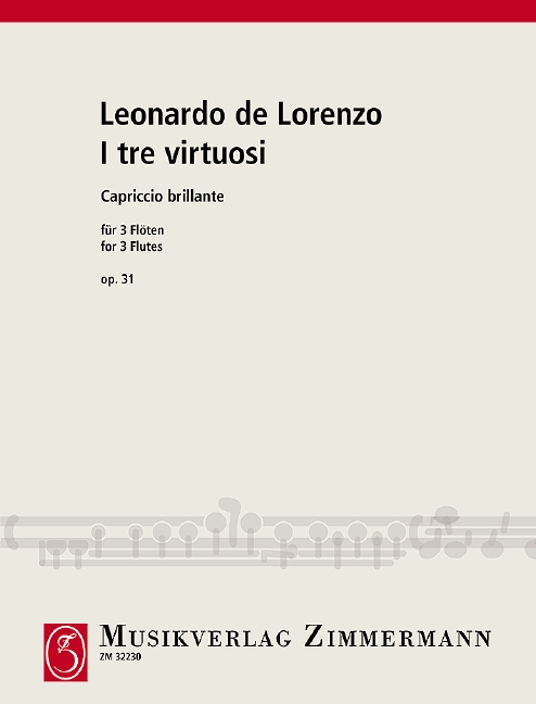 I tre virtuosi op. 31, Capriccio brillante, for 3 flutes, Score and parts