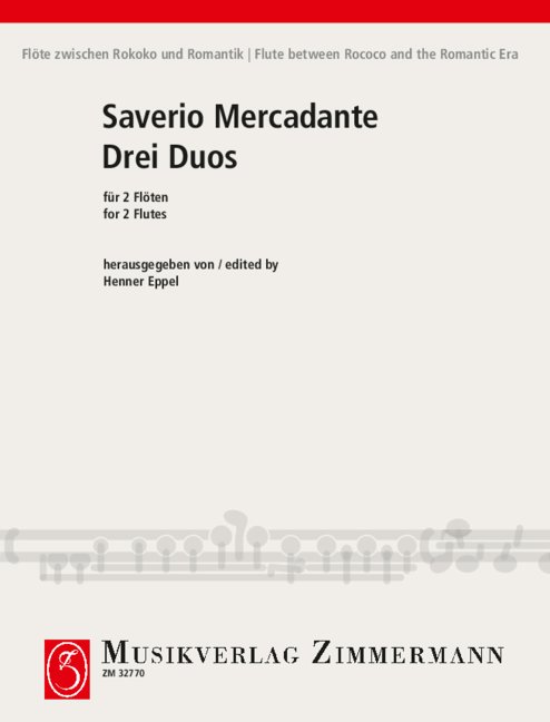 3 Duets F major, E minor, C major, for 2 flutes, Score and parts