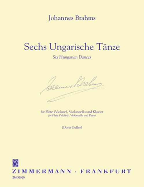 6 Hungarian Dances, for flute (violin), cello and piano, Score and parts