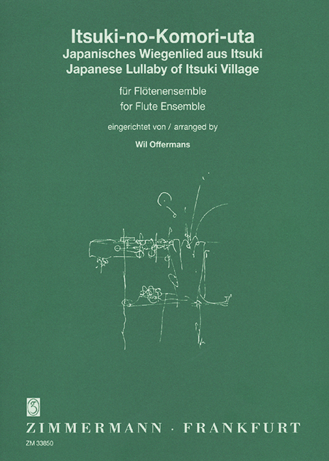Japanese Lullaby of Isuki Village, for flutes ensemble (4 flutes in C, 1 altoflute in G, 2 bassflutes and double bassflute), Score and parts