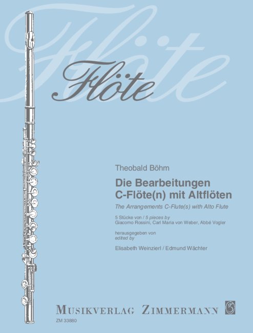 The Arrangements C-Flute(s) with Alto Flute, 5 pieces by Giacomo Rossini, Carl Maria von Weber, Abbé Vogler, for flute, altoflute in G (violin, cor anglais, clarinet) and piano
