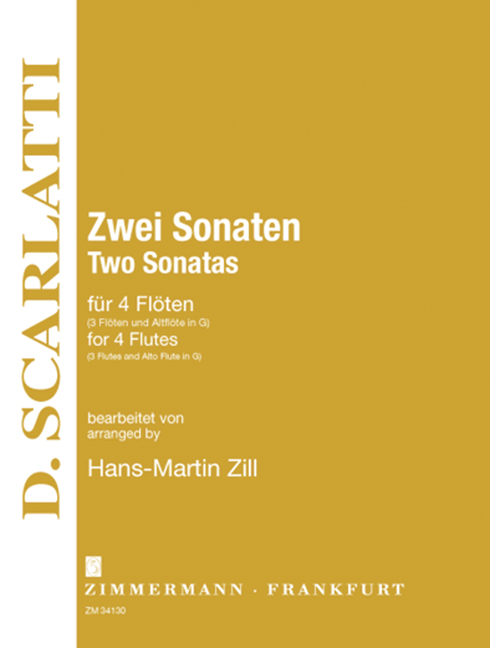 Two Sonatas, for 4 flutes (3 flutes in C and alto flute in G), Score and parts