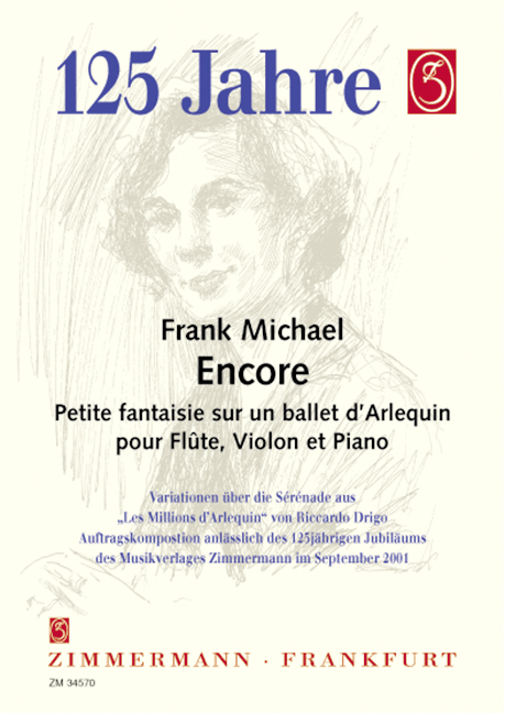 Encore op. 82/8, Petite Fantaisie sur un ballet d'Arlequin, for flute, violin and piano, Score and parts