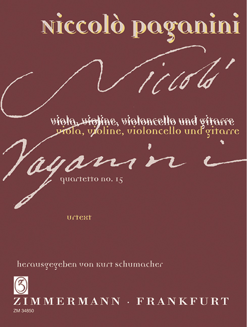 Quartetto No. 15 A minor, Urtext, for viola, violin, cello and guitar, Score and parts