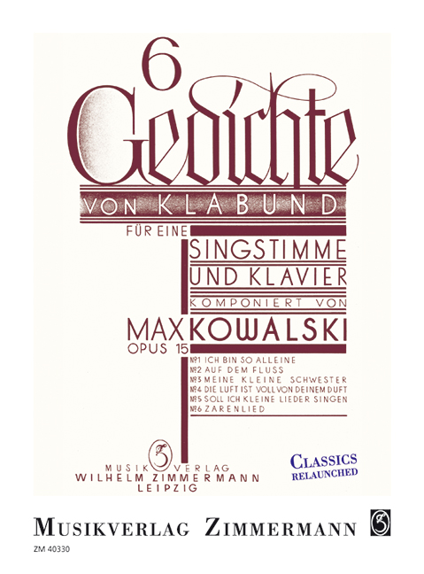 6 poems by Klabund op. 15, for voice and piano