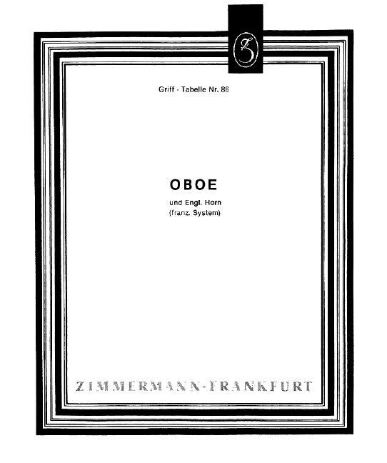 Table of Stoppings for Oboe and English Horn (French system)