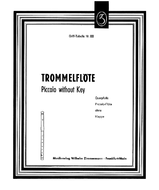 Table of Fingering for Flute (piccolo without key)