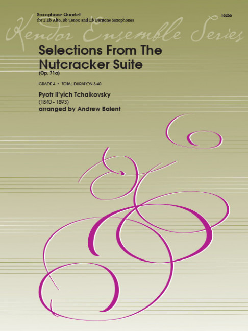Selections From The Nutcracker Suite, op. 71A, for 4 saxophones (AATBar), Score and parts