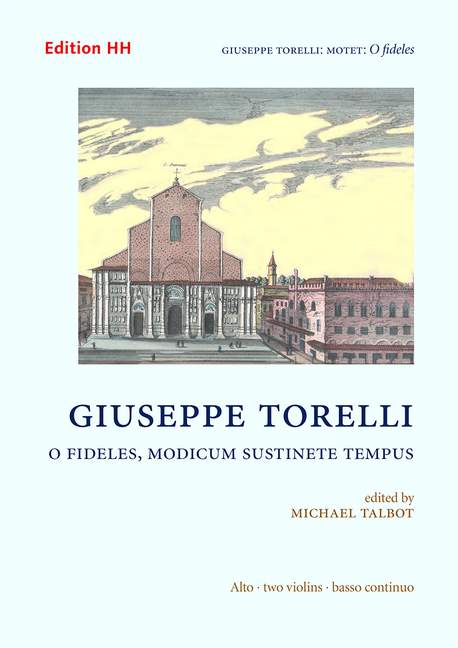Motet: O fideles, modicum sustinete tempus, for alto, 2 violins and basso continuo, Score and parts