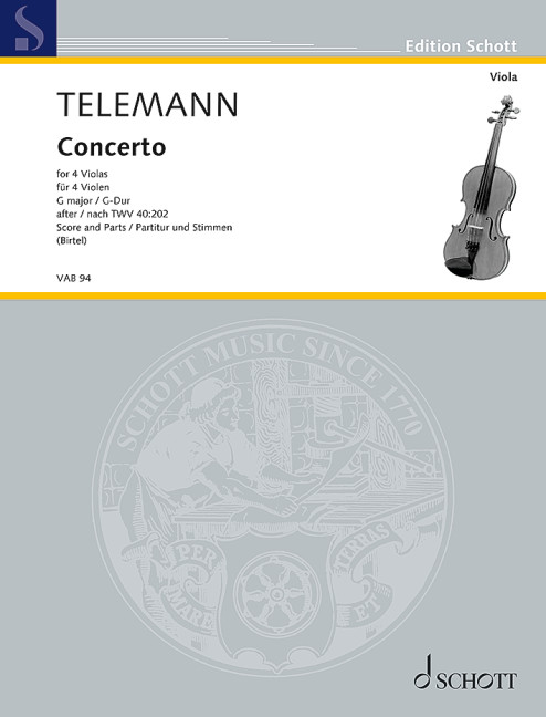 Concerto, for 4 violas, Score and parts