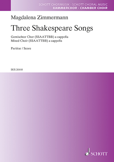 Three Shakespeare Songs, for mixed choir (SSAATTBB) a cappella, Choral score
