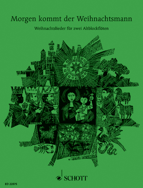 Morgen kommt der Weihnachtsmann, 33 favourite Christmas tunes for 2 treble recorders, guitar ad libitum