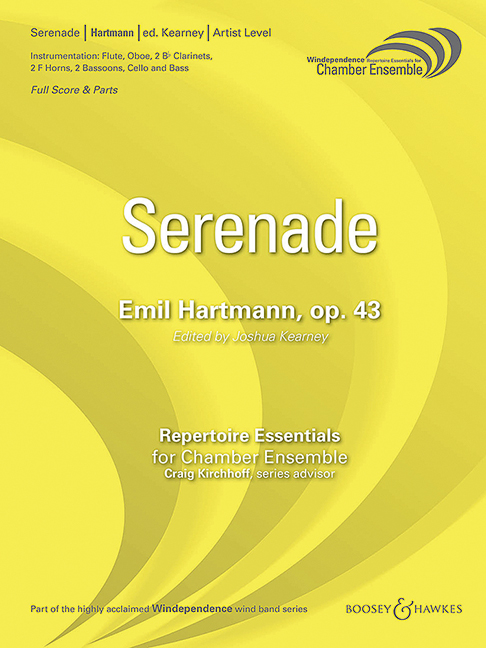 Serenade op. 43, for flute, oboe, 2 clarinets, 2 horns in F, 2 bassoons, cello and double bass, Score and parts