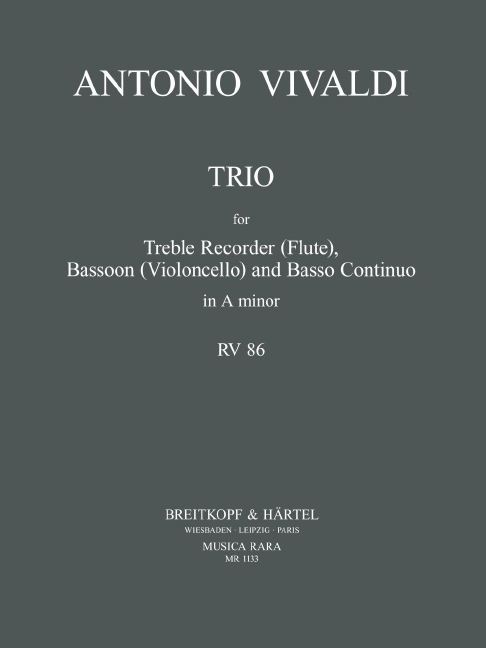 Trio in a-moll RV 86, for Treble Recorder (flute), Bassoon (cello) and continuo