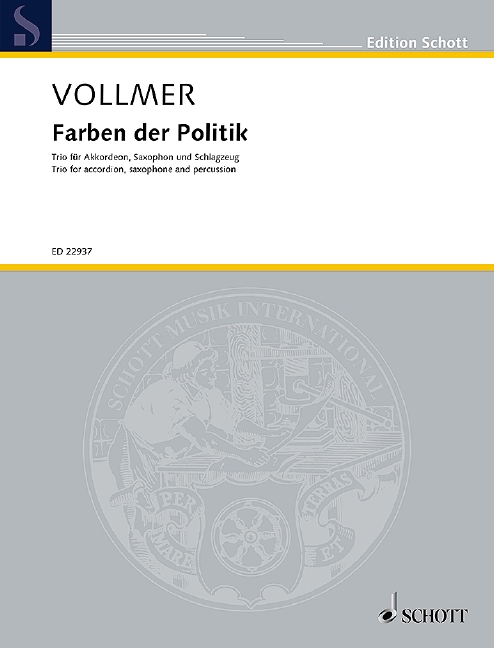 Farben der Politik, Trio for accordion, saxophone and percussion, Score and parts