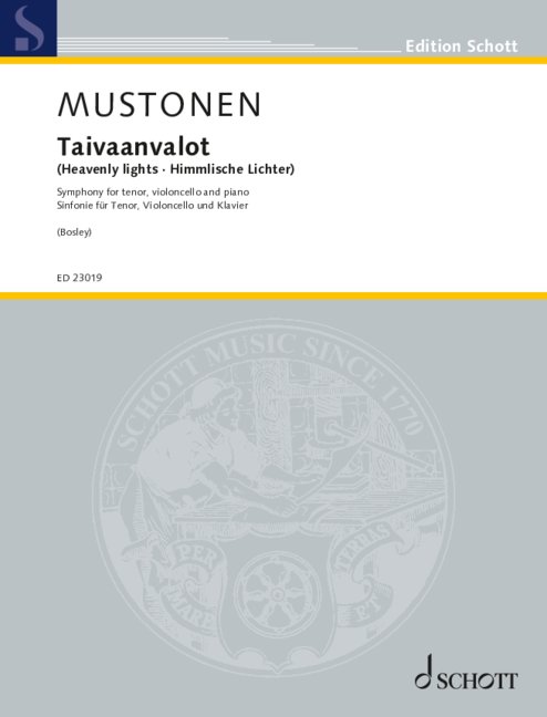 Taivaanvalot (Heavenly lights), Symphony for tenor, violoncello and piano, Score and parts