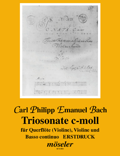 Trio sonata C minor H 592, for flute (violin), violin and basso continuo, Score and parts