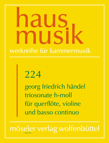 Trio sonata B minor op. 2,1b HWV 386b, for flute, violin (2 violins) and basso continuo, Score and parts