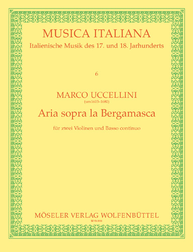 Aria on La Bergamasca, for 2 violins and basso continuo, Score and parts