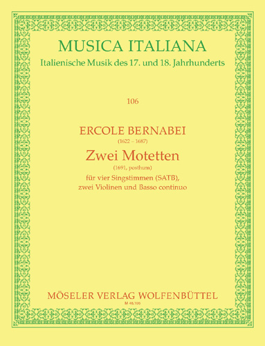 2 motets, for mixed choir (SATB), 2 violins and basso continuo, Score