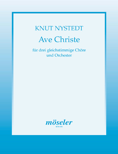 Ave Christe op. 129, for female choir (SSA+SA+SA), 2 trumpets, 3 trombones, percussion, organ and strings, Score