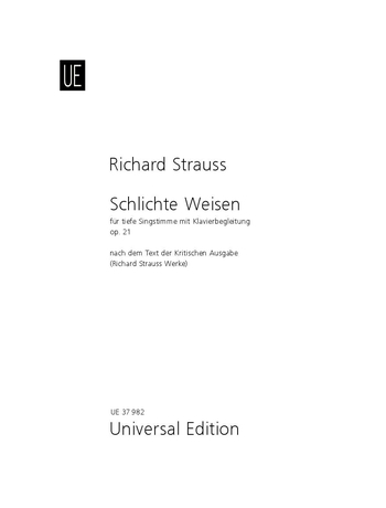 Schlichte Weisen op. 21 TrV 160, Five poems by Felix Dahn, for low voice and piano, Score