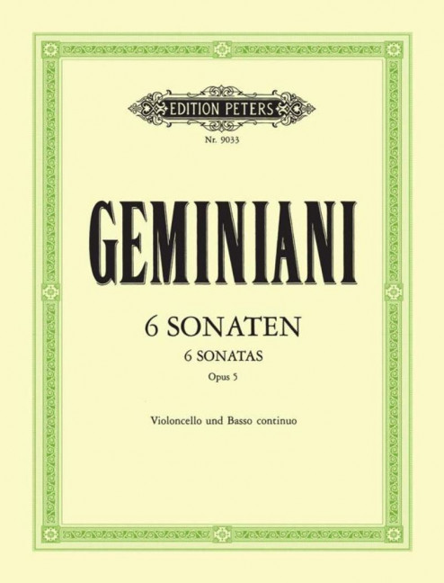6 Sonaten op. 5, for cello and basso continuo, Score and part