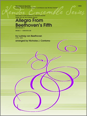 Allegro From Beethoven's Fifth, Movement 1, for 5 woodwinds, Score and parts