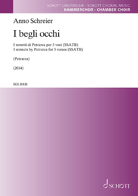 I begli occhi, 5 sonetti di Petrarca per 5 voci (SSATB), for chamber choir (SSATB), Separate edition
