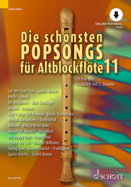 Most beautiful Popsongs for treble recorders Vol. 11, 12 Pop-Hits