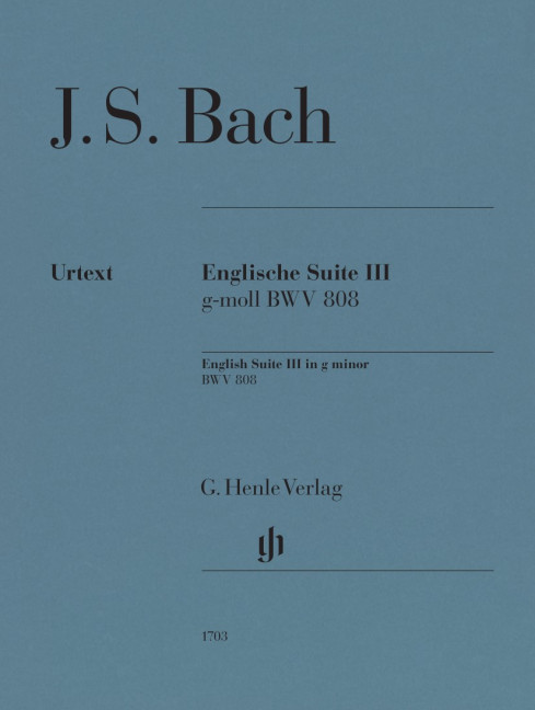 English Suite 3 BWV 808, for piano, Performing score. 9790201817033