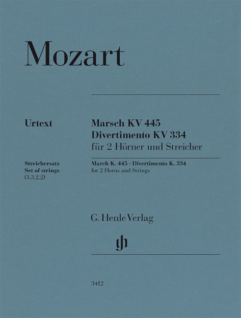 March K. 445 and Divertimento K. 334, for 2 horns and strings, Set of string parts