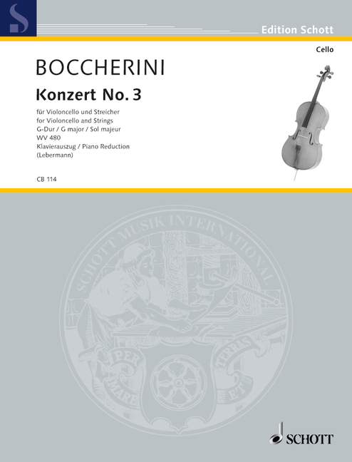 Konzert No. 3 for Violoncello and Strings, G Major, WV 480. Piano Reduction. 9790001017336