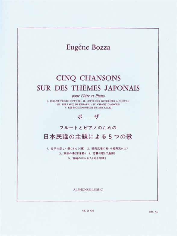 Cinq chansons sur des thèmes japonais, pour flûte et piano