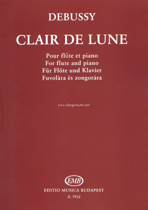 Clair de Lune, pour flûte et piano. 9790080079324