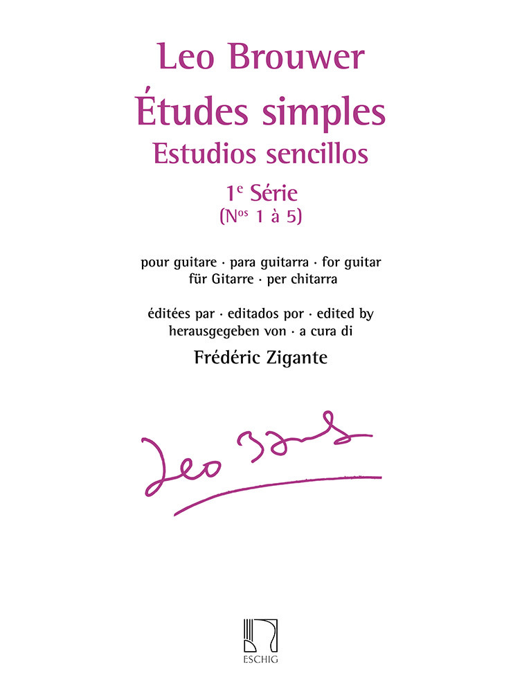 Études Simples pour Guitare, 1ª série, nº 1 à 5 (Estudios Sencillos)