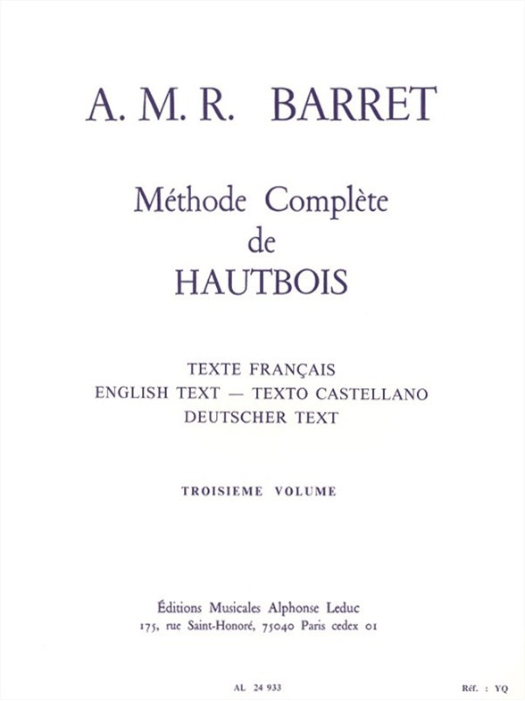 Méthode Complète de Hautbois, vol. 3. 9790046249334