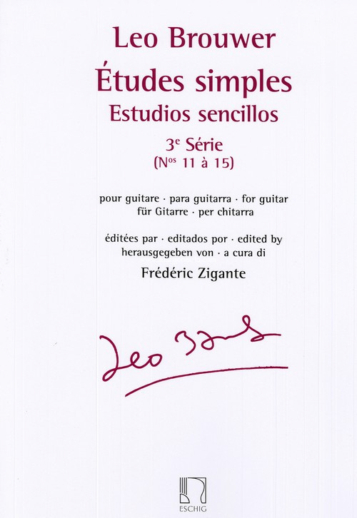 Études Simples pour Guitare, 3ª série, nº 11 à 15 (Estudios Sencillos). 9790044093823