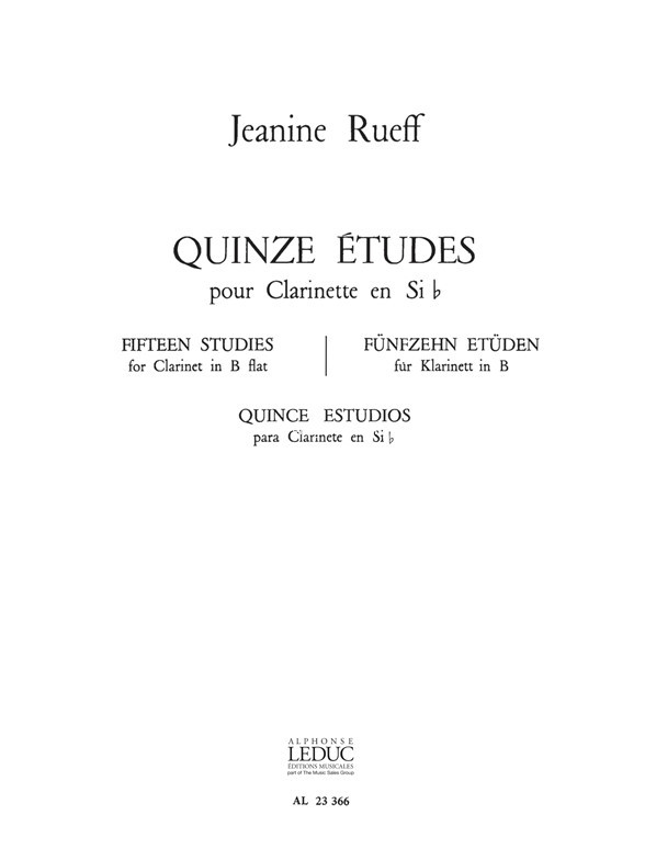 15 Estudios para clarinete en Si b = 15 études pour clarinette Si b. 9790046233661