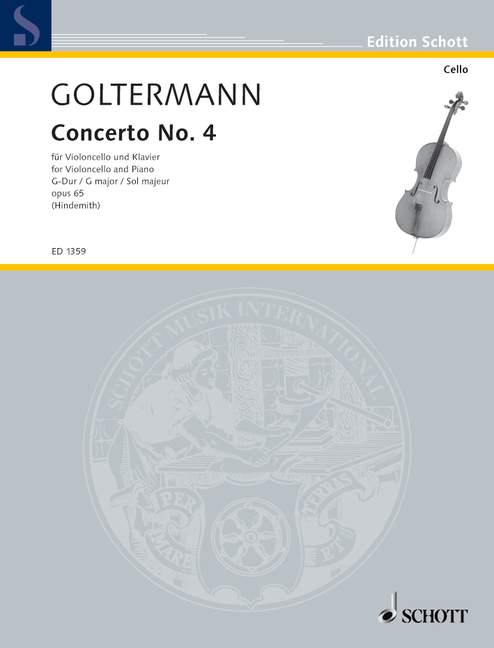 Concerto No 4 for cello, Op. 65. G Major. Reduction Piano-Cello. 9790001033022