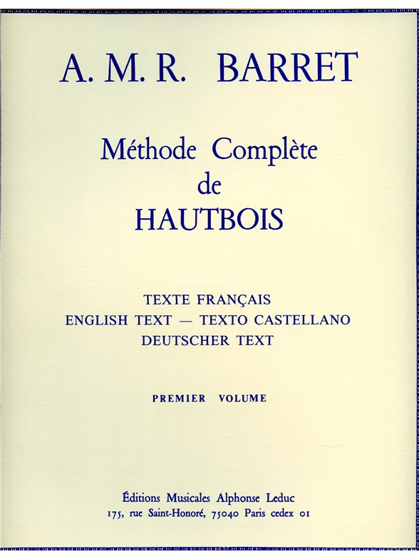 Méthode Complète de Hautbois, vol. 1. 9790046203244