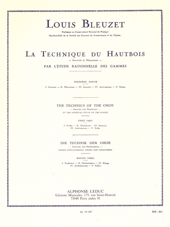 Technique du Hautbois, Vol. 1, par l'étude rationelle des gammes. 9790046193071