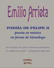 Poesía de Felipe II, puesta en música en forma de monólogo, para voz de bajo solo y piano. 9790801229229