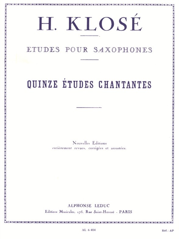 Quinze études chantantes, pour saxophone. 9790046064043