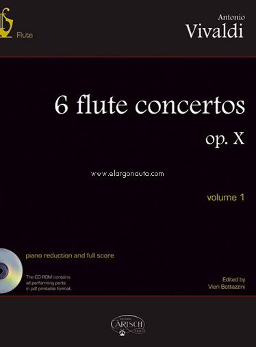 6 flute concertos, op. X, vol. 1. Piano reduction and full score