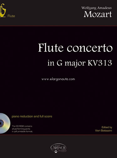 Flute concerto in G major, KV313, piano reduction and full score